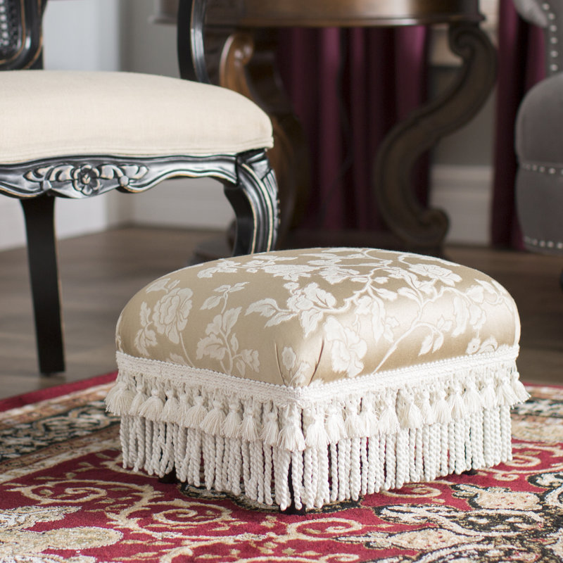 Leonardson Upholstered Ottoman, Champagne Beige Polyester