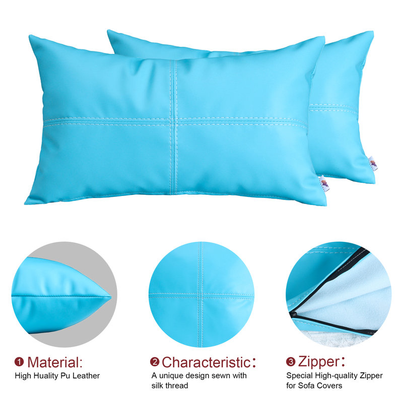 Housse de coussin en similicuir, Bleu