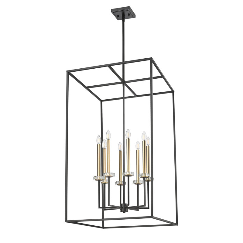 Lustre 8 lumières Gaultier noir mat + or Mordern, Matte Black+Mordern Gold