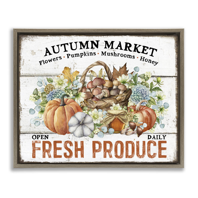 Art mural sur toile Fresh Fall Produce par Creatif Belle, Cadre flottant orme Montalcino, H 25 po x l 31 po