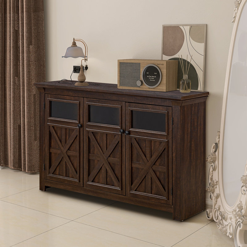 Meuble télé avec armoires de rangement Farmhouse, Bois espresso