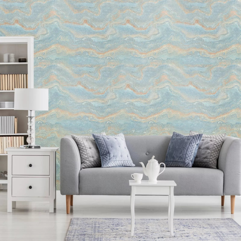 Papier peint texturé pierre de marbre turquoise