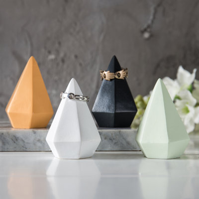 Ensemble de 4 porte-bagues en résine de style diamant