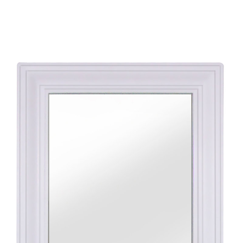 Removable Decorative Accent Wall Mirror with Shelf and Shaker-Style Frame for Bathroom or Entryway