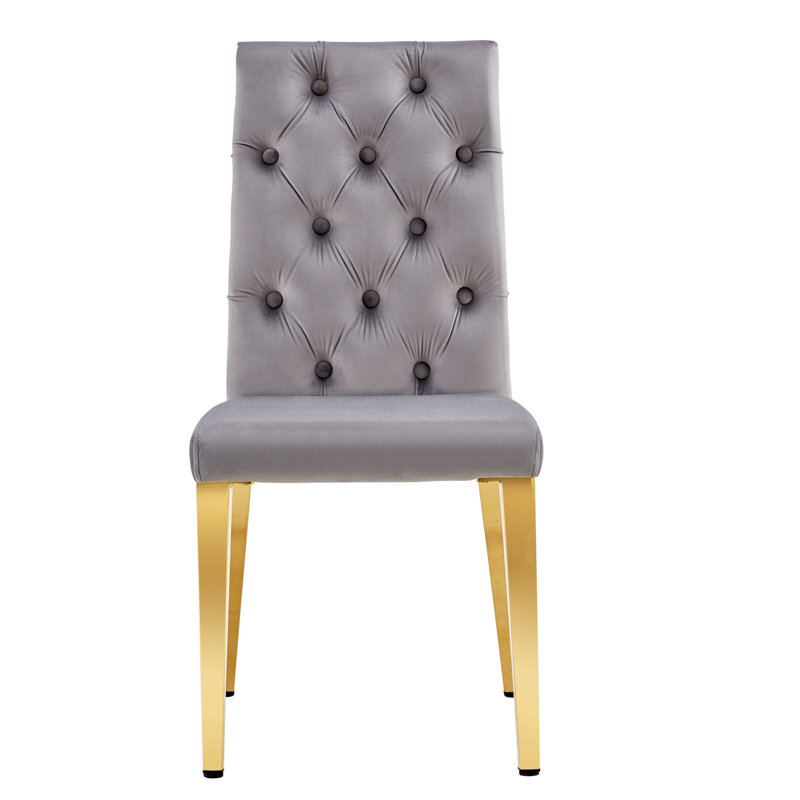 Chaise d'appoint en velours touffeté de 17 po de largeur Gunes, gris, Or