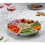 6 plateaux de service modulaires ronds en plastique (2, blanc et or)