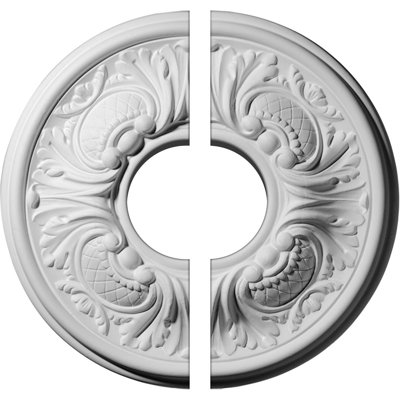 Endurathane Wakefield Ceiling Medallion, 11 3/4"OD x 3 1/2"ID x 1 1/4"P (Fits Canopies up to 3 5/8"), Two Piece, Factory Primed