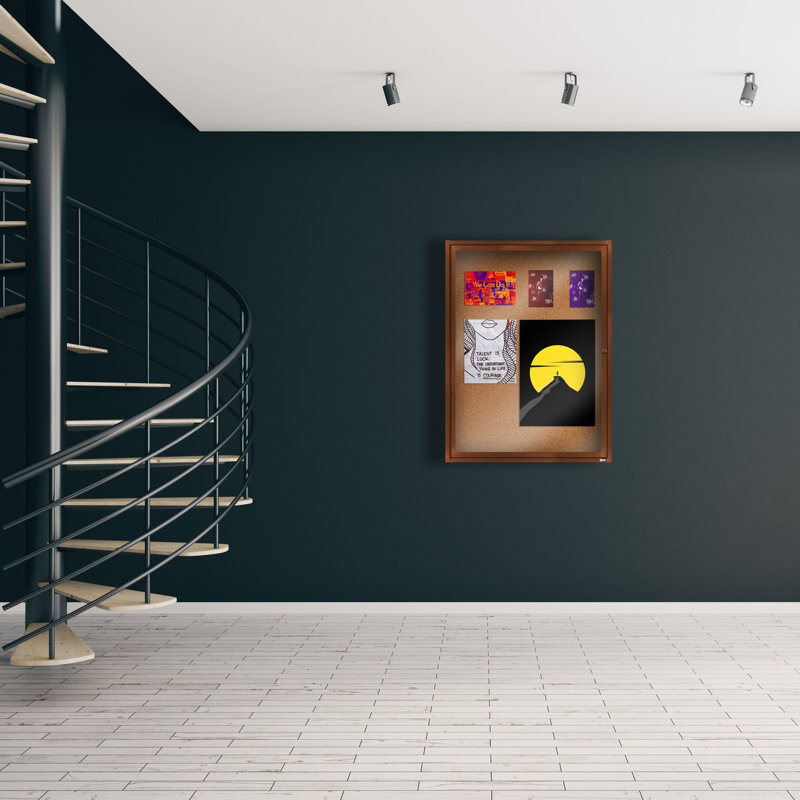 Tableau d’affichage mural en aluminium encastré, Bois de noyer, Un, H 48 po x l 36 po