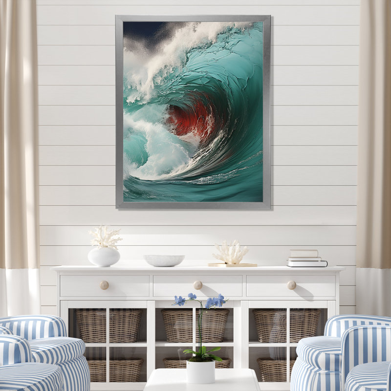 «Red Green Wave», impression sur toile, Cadre photo argenté, H 20 po x l 12 po x P 1 po
