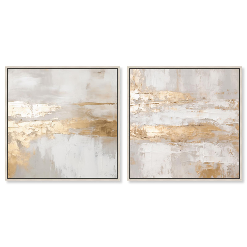 «Golden Luxe Room Room», ensemble de 2 impressions sur toile par , H 13 po x l 13 po, Argent argent