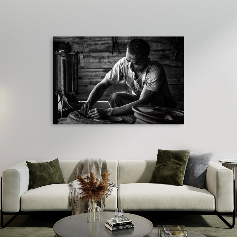 Intense Tire Repair Contemporary Wall Art Print 1 Piece Wrapped Canvas Wall Art, 101.6cm H x 152.4cm W