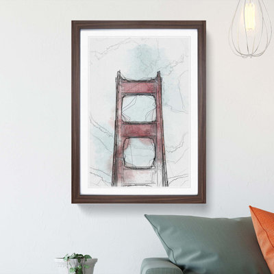 The Top of the Golden Gate Bridge in Abstract - Framed Print