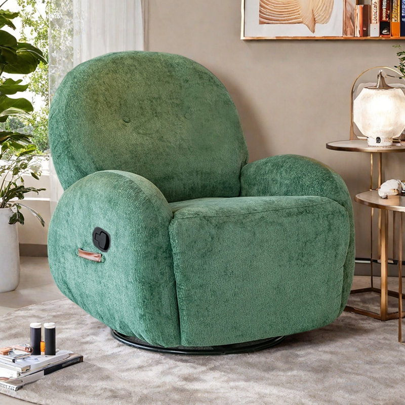Chenille Fabric Casual Single Functional Recliner, Green