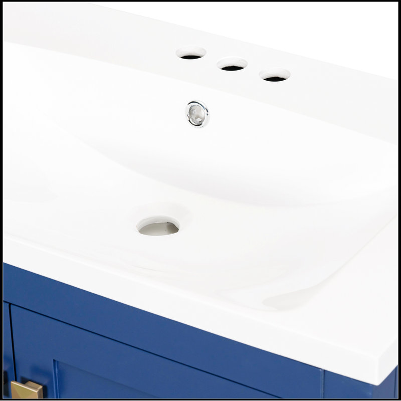 Meuble-lavabo simple 30 po avec plateau Schelte, Bleu