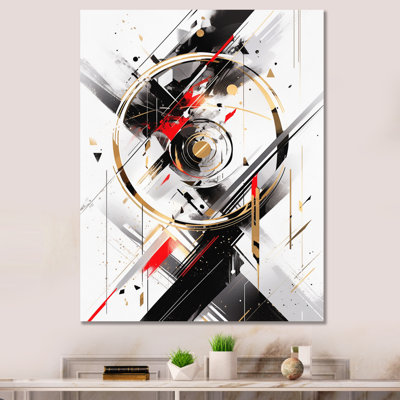 Tourbillons à multiples facettes noirs et rouges encadrés sur toile