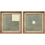 Lignes géométriques et illustrations carrées en vert organique moderne, art minimaliste, détente / calme - ensemble de 2 reproductions sur toile flottante-123398665-123398664