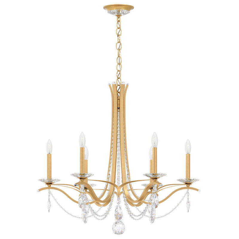 Vesca 6 - Light Chandelier, Etruscan Gold, Radiance Crystal
