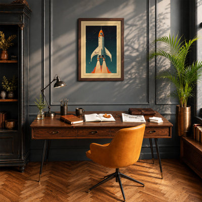 Rocket Launch Retro - Framed Print