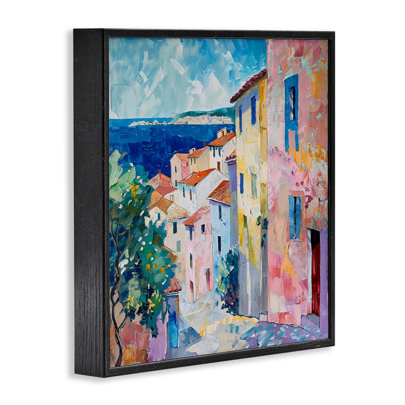 Giclée méditerranéenne encadrée, design par LSR Creative Studio, H 17 po x l 17 po, Giclée encadrée noir minuit