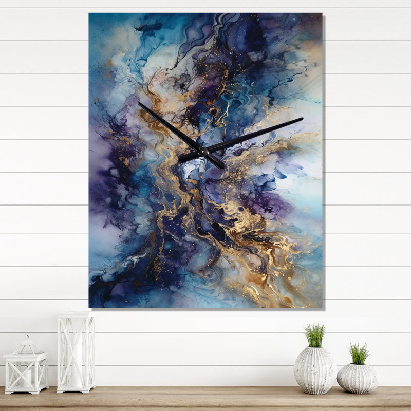 Ilsefriede - Horloge murale moderne en marbre abstrait, Moyen