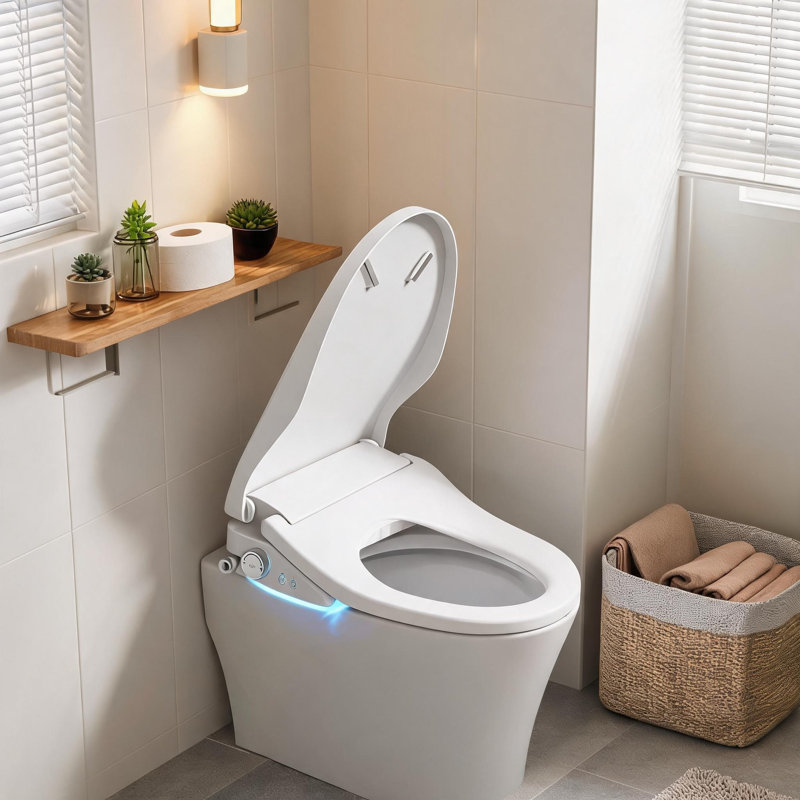 Smart Bidet Toilet Seat with Side Knob, Heated Seat, Adjustable Water Temperature and Pressure and Self Cleaning Nozzle