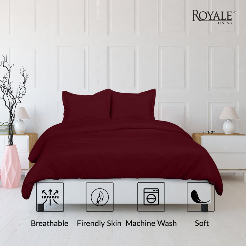 Literie , Rouge, Housse de couette double et 2 taies d'oreiller