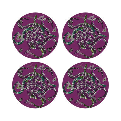 Ouroboros Vegan Leather Round Beaded Placemat