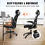 Chaise de bureau avec support lombaire réglable, chaise de bureau ergonomique à haut dossier avec appui-tête réglable, dossier de chaise de bureau ergonomique avec accoudoirs en deux dimensions, chaise d'ordinateur