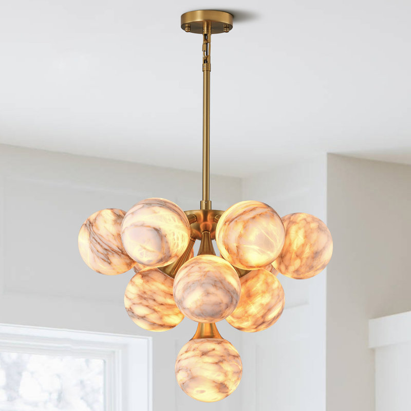 Granier 10 - Light Luxury Round Globe Kitchen Island Alabaster Chandelier(Bulbs Included)