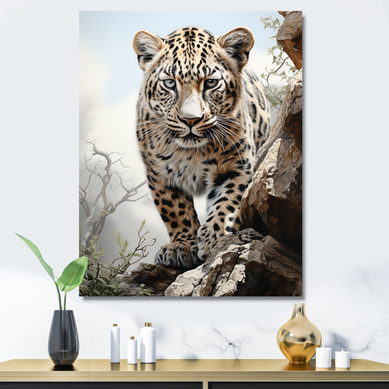 Impression sur toile majestueuse Leopardgaze of the Wild, Toile tendue, H 44 po x l 34 po x P 1,5 po