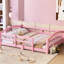 Lit à plancher double en bois massif rose, avec garde-corps et lattes, pour une bonne nuit de sommeil - taille fabriquée en bois, assemblage simple-130677073
