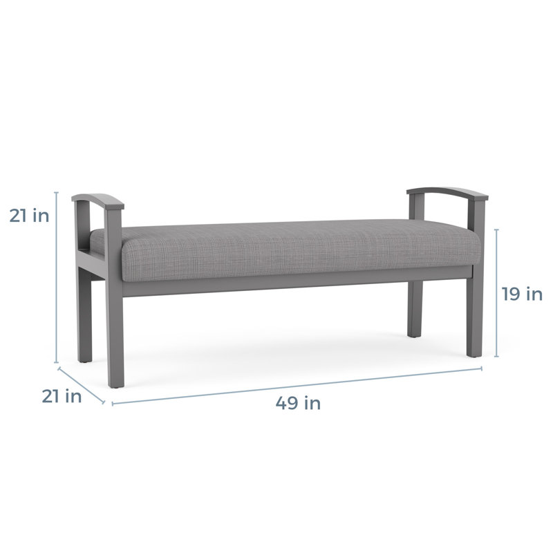 Banc en bois massif Amherst, Étain, Gris chambray