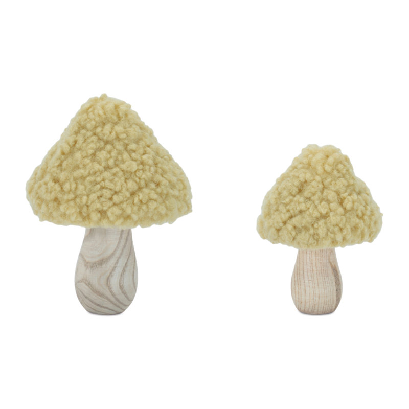 Figurines champignon en bois et tissu