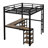Full XL Metal Loft Bed with L-Shaped Desk, Metal Loft Bed with Storage Shelves, Safety Guardrail & Ladder, Noise-Free Space Saving Metal Loft Beds Frame, No Box Spring Needed, for Bedroom, Dorm & Gaming Room, Black