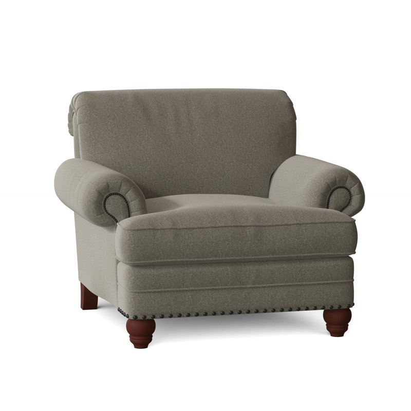 Fauteuil Ballester, Laiton clair, Chenille performance gris Craftwood 16, Manhattan