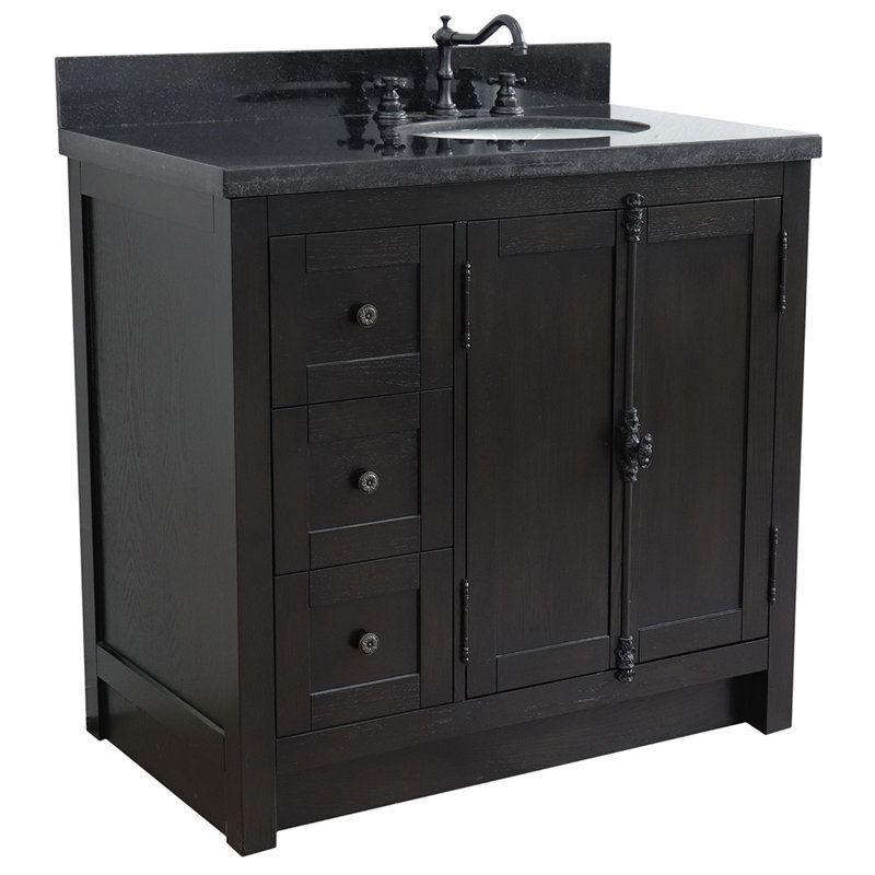 Ensemble de meuble-lavabo simple 37 po Seshadri, Noir galaxie, Brun cendré