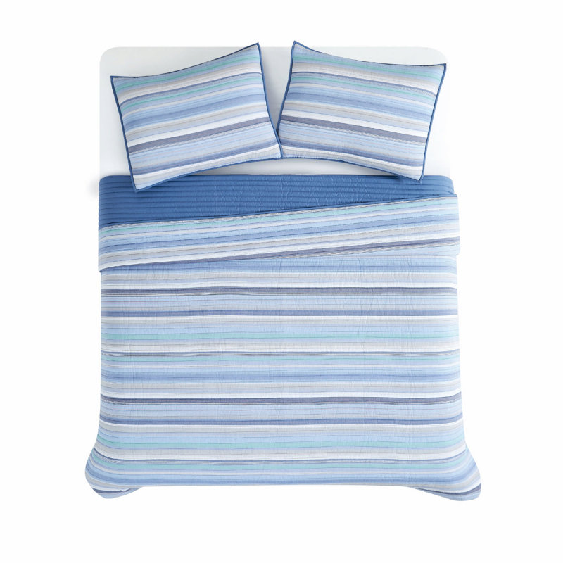 Ensemble de courtepointe à rayures colorées Oceanwater Resort, Courtepointe grand + 2 couvre-oreillers standard