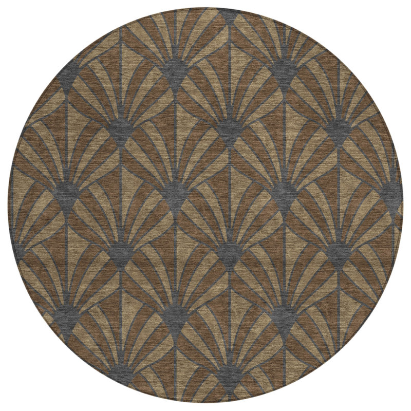 Machine Washable Indoor/Outdoor Chantille ACN2426 Mid-Century Modern Rug, Round 8'