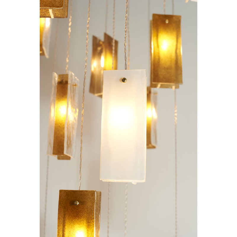 25 - Light Cluster Globe Pendant, White/Clear/Amber, 19