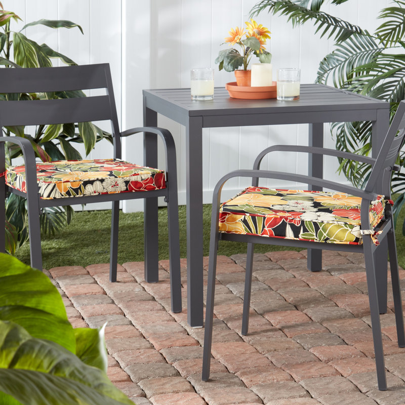 Sunbrella Outdoor Dining Chair Seat Pad, Aloha Black