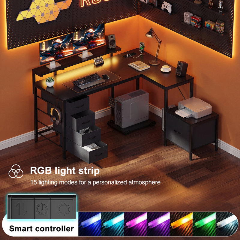 L-Shaped MDF Steel Computer Desk