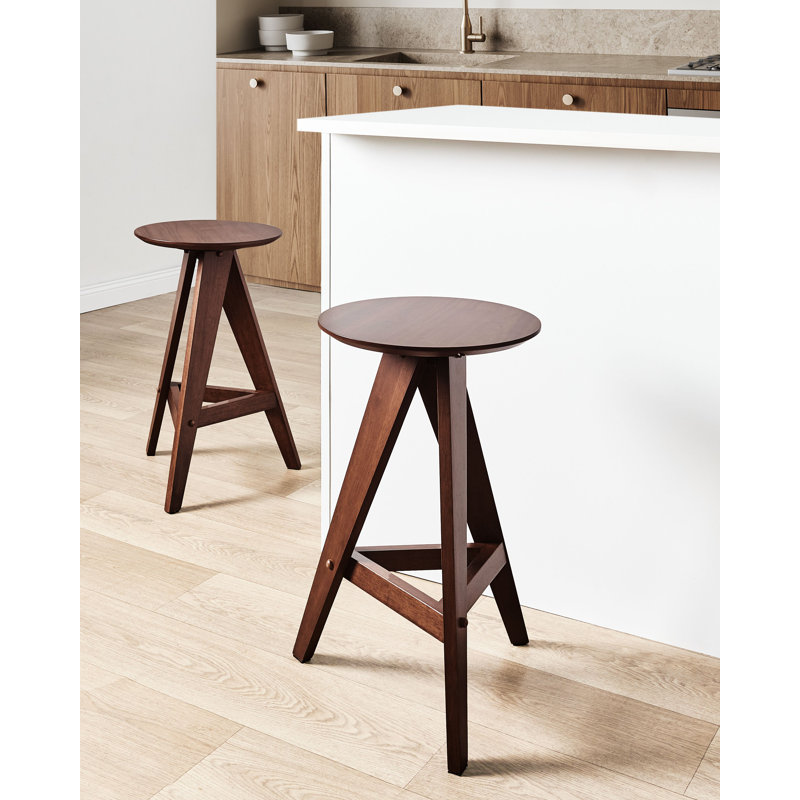 Set of 2 Wooden Bar Stools AROMA, Dark Brown