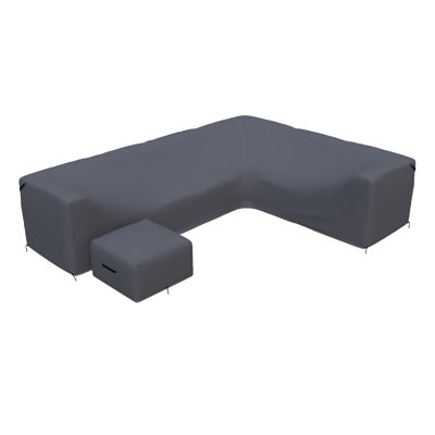 Praia 124" L-Shape Sofa Group Seating Patio Conversation Sets Outdoor Furniture Covers