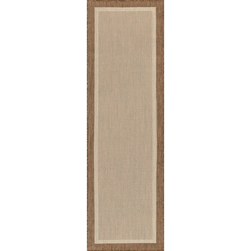 Devon Flatweave Golden Brown/Cream Indoor Outdoor Rug, Runner 2'3" x 7'3"