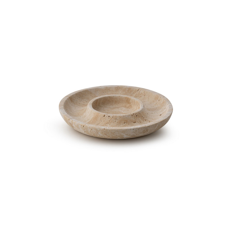 Elegant Travertine Marble Platter, 8.7 Inches Diameter x 1.2 Inches Height | 100% Natural Beige Stone, Perfect for Serving & Display | Durable, Stylish Design for Home Entertaining & Décor