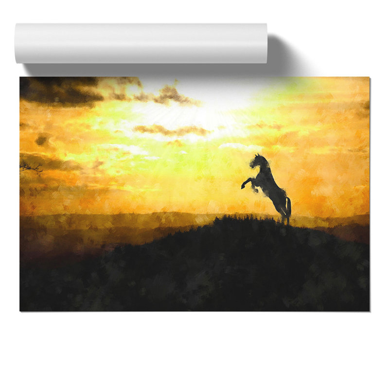 Horse at Sunset Painting - Frameless Print, 42cm H x 59cm W x 0.1cm D