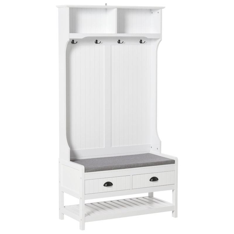 HOMCOM 3-In-1 Hall Tree, White