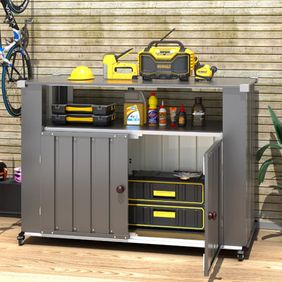 Outdoor Grill Table With Storage Cabinet Weatherproof