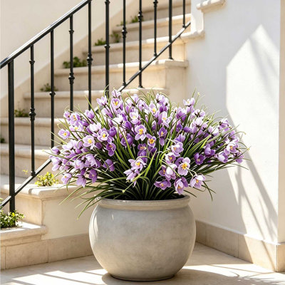 8Pcs Outdoor Artificial Flowers UV Resistant & Fade Proof, 8 Pack Realistic Fake Flowers for Garden, Patio, Lawn Decor Artificial Faux Plastic Outdoor Flowers Greenery Shrubs Plants for Indoor Decor