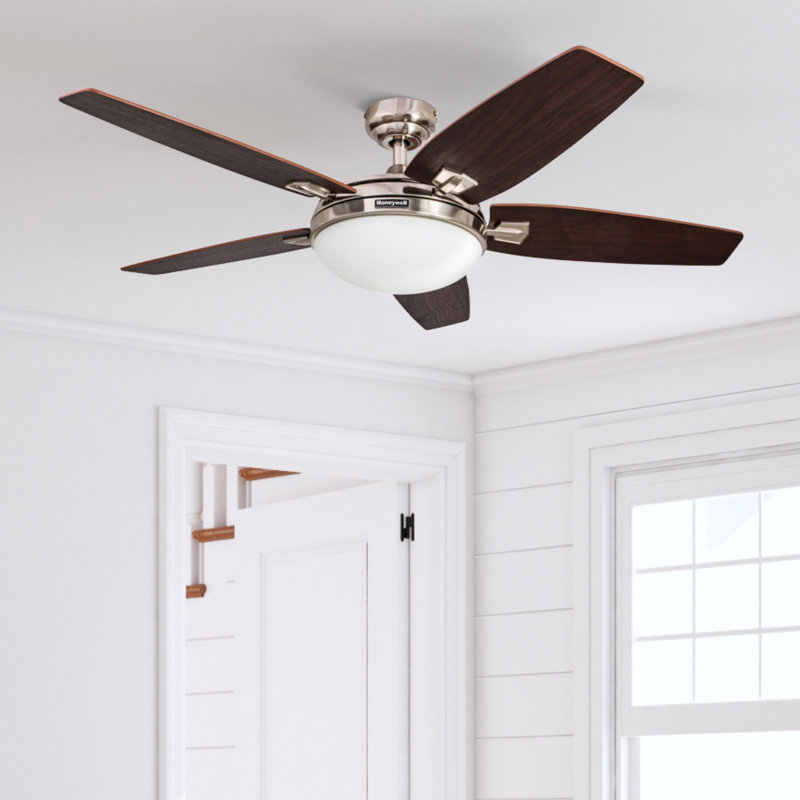 Carmel 48" Bowl Ceiling Fan Light Kit with Remote, Brushed Nickel